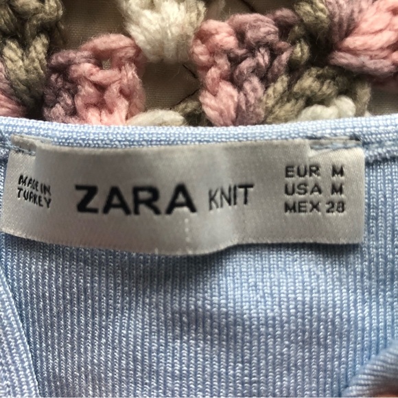 Zara knit knot crop top in baby blue - Picture 6 of 11